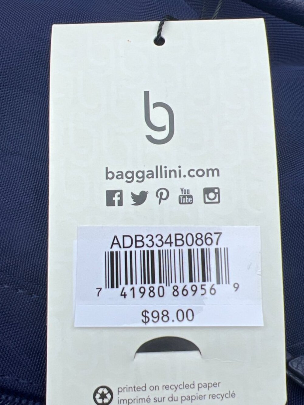 Baggaliini everyday backpack navy blue includes RIFD wallet NWT - Picture 10 of 16